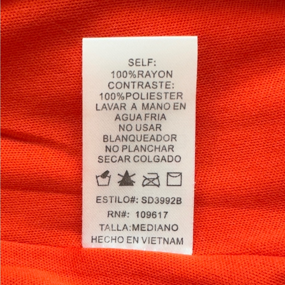 SHINESTAR ~ Orange Pleated Maxi Dress w/V-Neck Sleeveless and Side Slits size M - Picture 6 of 8